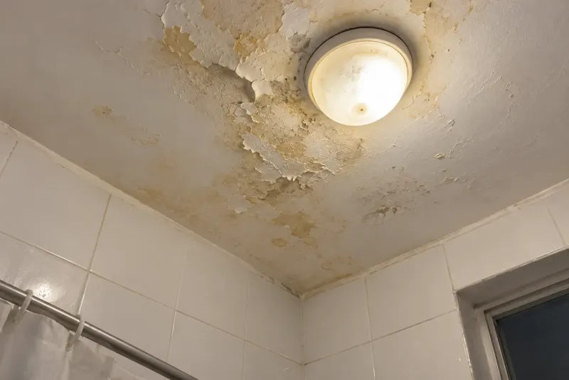 Mancha de humedad en el techo del baño por el vecino de arriba